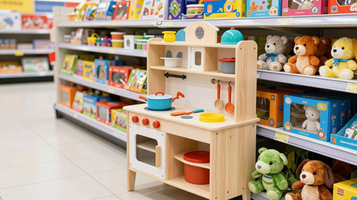 Aldi toys including a wooden kitchen on sale