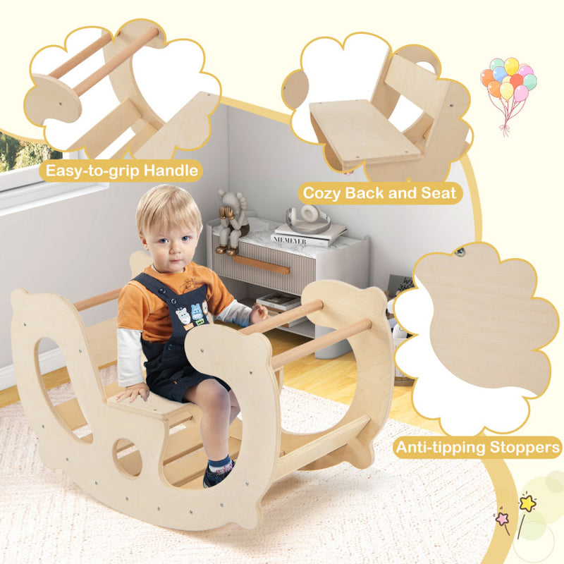 2-In-1 Rocking Horse Arch for Kids Montessori Climbing Toys with Arch Climber
