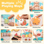 Wooden Baby Walker with Adjustable Heights and Smooth Wheels