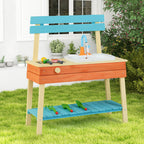 Kids Play Kitchen Set, Wooden Kitchen Playset Chef Pretend Mud Kitchen