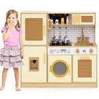 Kids Wooden Kitchen Playset with Realistic Lights and Sounds