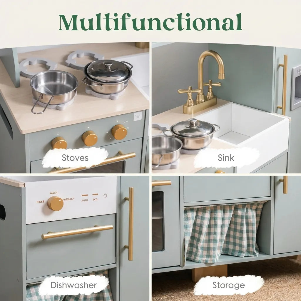 Bean Green Wooden Toy Kitchen Sets