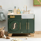 Vintage Green Wooden Toy Kitchen Set - Lunamoa
