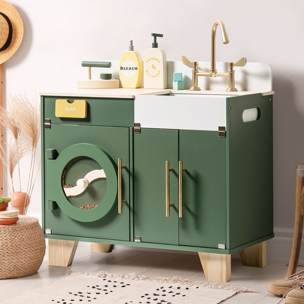 Vintage Wooden Toy Washing Machine - Lunamoa