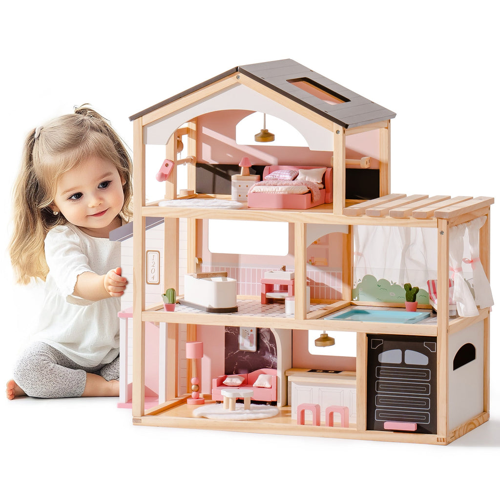 Wooden Doll House – Dreamy Pink - Lunamoa