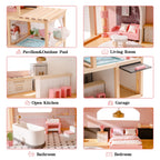 Wooden Doll House – Dreamy Pink - Lunamoa