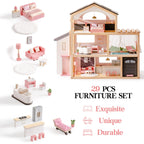 Wooden Doll House – Dreamy Pink - Lunamoa