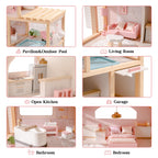 Wooden Doll House – Dreamy Pink - Lunamoa