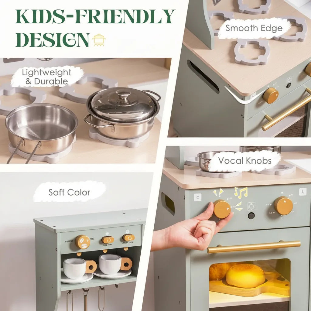 Bean Green Wooden Toy Kitchen Sets