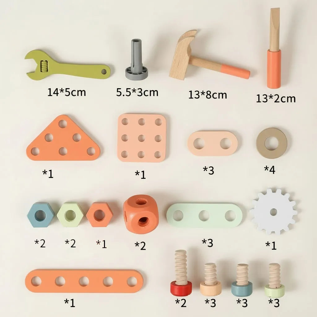 Green Wooden Tool Set for Toddlers