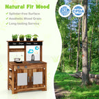 Mud Kitchen Fir Wood Play Kitchen with 4 Panting Pots Faucet Removable Sink