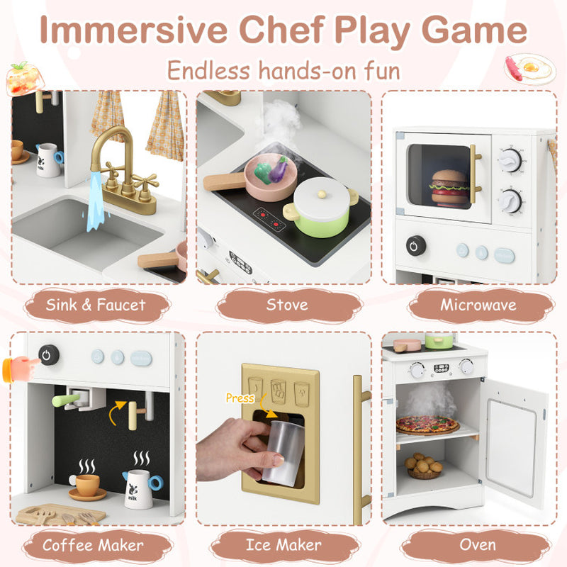 Kids Kitchen Playset with Microwave and Coffee Maker for Ages 3+