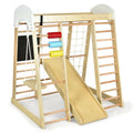 8-In-1 Wooden Climber Play Set with Slide and Swing for Kids