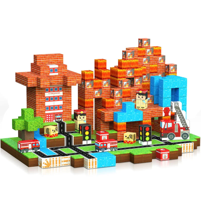Fire Station Magnetic Building Blocks