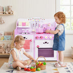 Kids Wooden Kitchen Toy Strawberry Pretend Cooking Playset