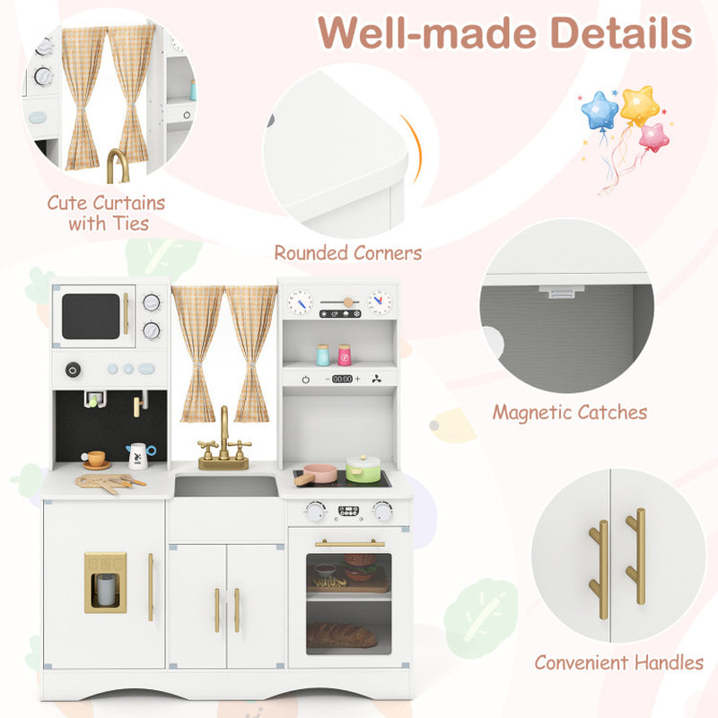 Kids Kitchen Playset with Microwave and Coffee Maker for Ages 3+