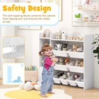 4-Tier Kids Bookshelf and Toy Storage Rack with 8 Toy Organizer Bins