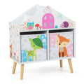Kids House-Shaped Bookshelf with 2 Storage Bins for Kids Room Playroom