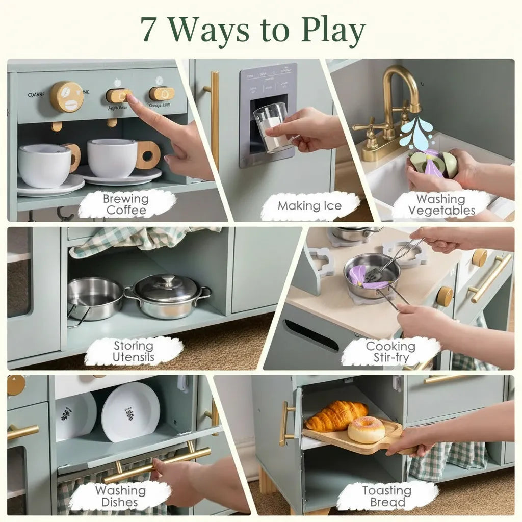 Bean Green Wooden Toy Kitchen Sets