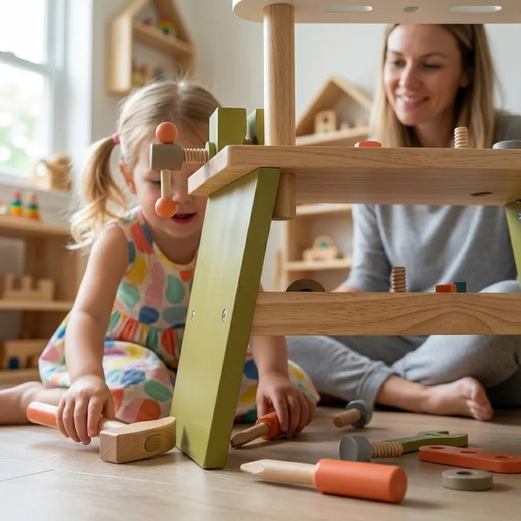 Green Wooden Tool Set for Toddlers