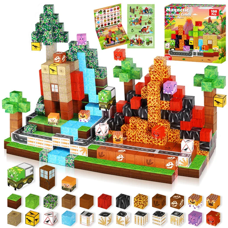Dinosaur Magnetic Building Blocks Set