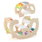2-In-1 Rocking Horse Arch for Kids Montessori Climbing Toys with Arch Climber