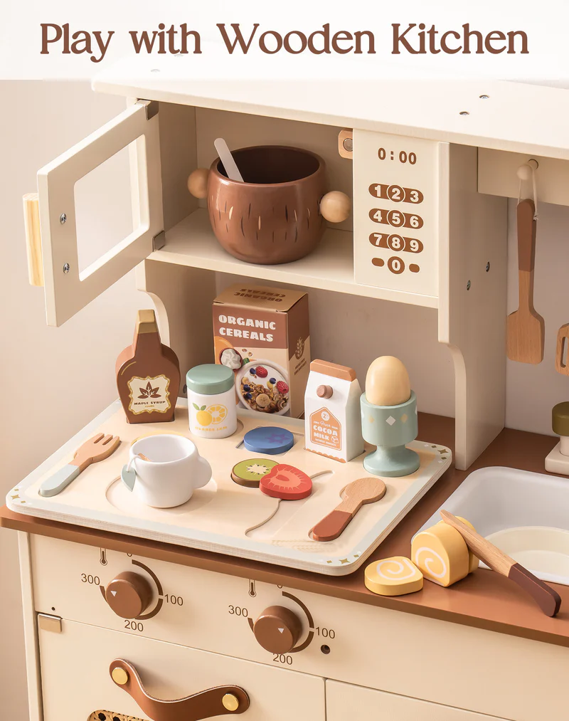 31-Piece Wooden Play Food Set - Lunamoa