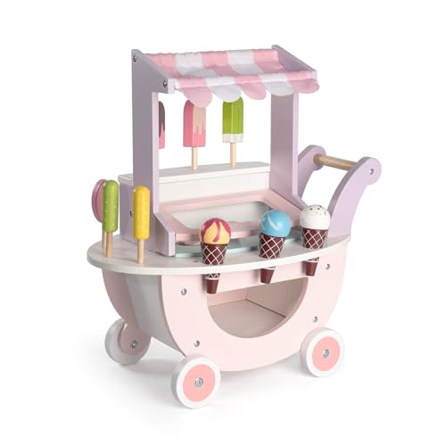 Wooden Ice Cream Cart with Magnetic Scooper