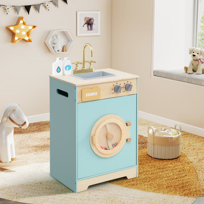 Kids Washer Playset Toy Washing Machine with Laundry Detergent