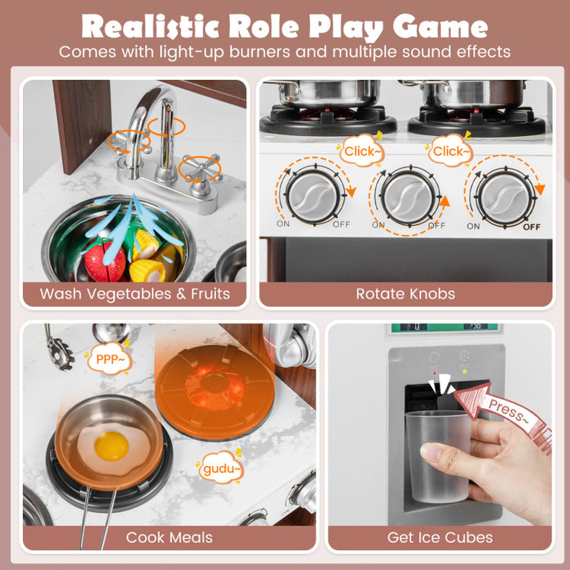 Kids Kitchen Playset with Realistic Sounds and Lights