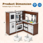 Wooden Corner Play Kitchen with Water Circulation System and Lights
