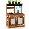 Mud Kitchen Fir Wood Play Kitchen with 4 Panting Pots Faucet Removable Sink