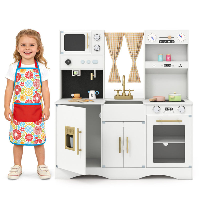 Kids Kitchen Playset with Microwave and Coffee Maker for Ages 3+