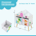 Kids House-Shaped Bookshelf with 2 Storage Bins for Kids Room Playroom