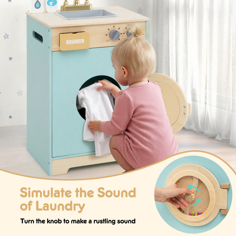 Kids Washer Playset Toy Washing Machine with Laundry Detergent