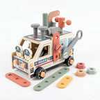 Wooden Kids Tool Set with Police Car Toolbox