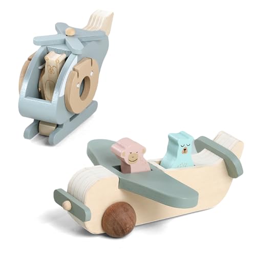 Wooden Airplane Push Toy Set for Toddlers