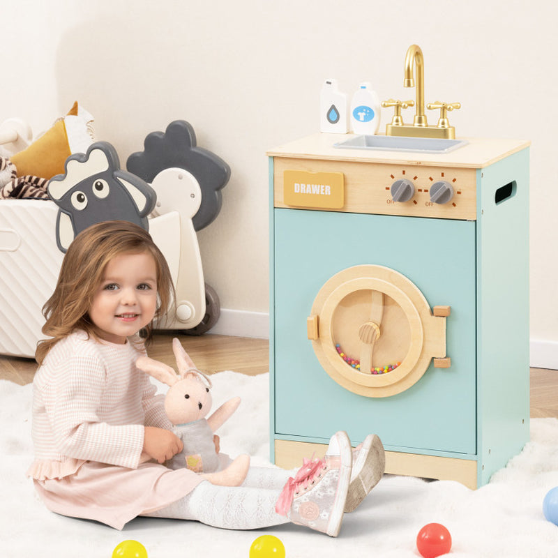 Kids Washer Playset Toy Washing Machine with Laundry Detergent