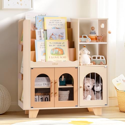 Étagère à livres et meuble de rangement pour jouets en bois pour enfants