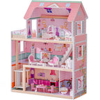 SproutHands™ Holzpuppenhaus-Spielset mit Aufzug & 24 Zubehörteilen