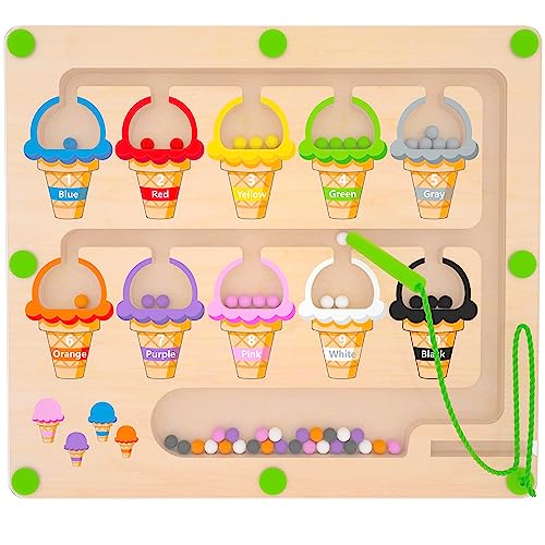 Wooden Magnetic Bead Maze Board for Toddlers