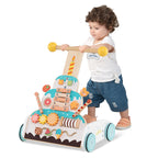 Wooden Baby Walker with Adjustable Heights and Smooth Wheels