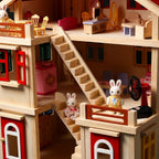 3-stöckiges Holz Puppenhaus Villa mit Möbeln SproutHands™