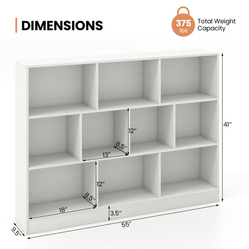 41 Inches Wooden Toy Storage Organizer with 10 Cubes for Classroom Daycare Nursery Kindergarten