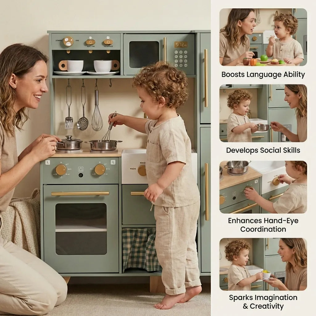 Bean Green Wooden Toy Kitchen Sets