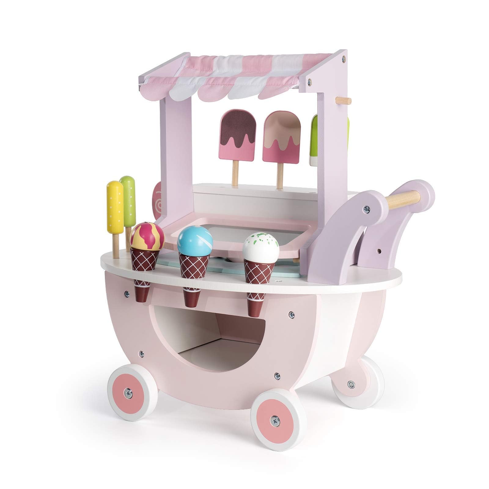 Wooden Ice Cream Cart with Magnetic Scooper