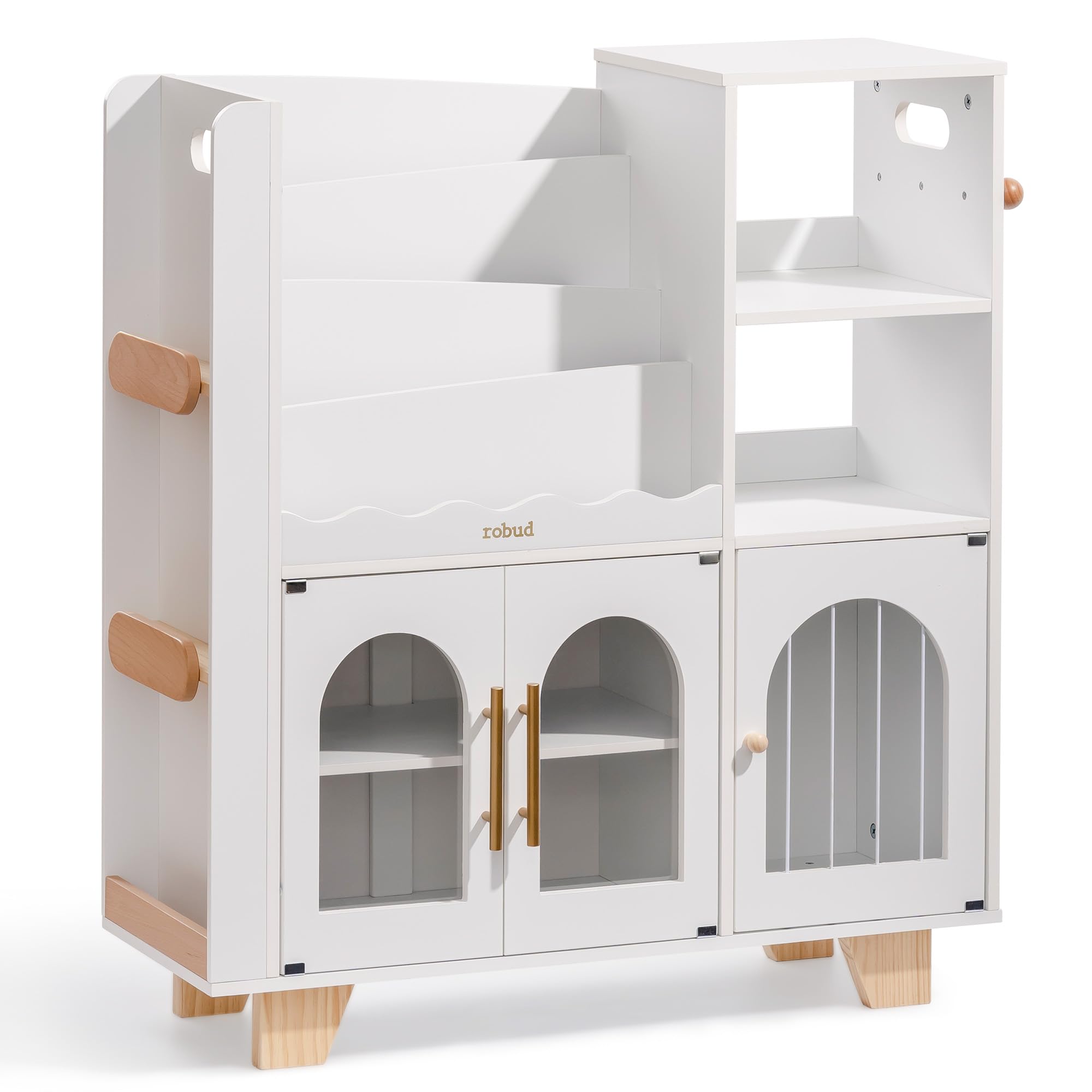 Étagère à livres et meuble de rangement pour jouets en bois pour enfants