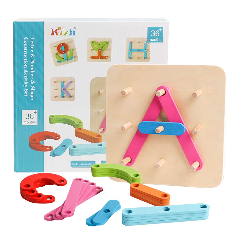 Wooden Letter & Number Pegboard Construction Set