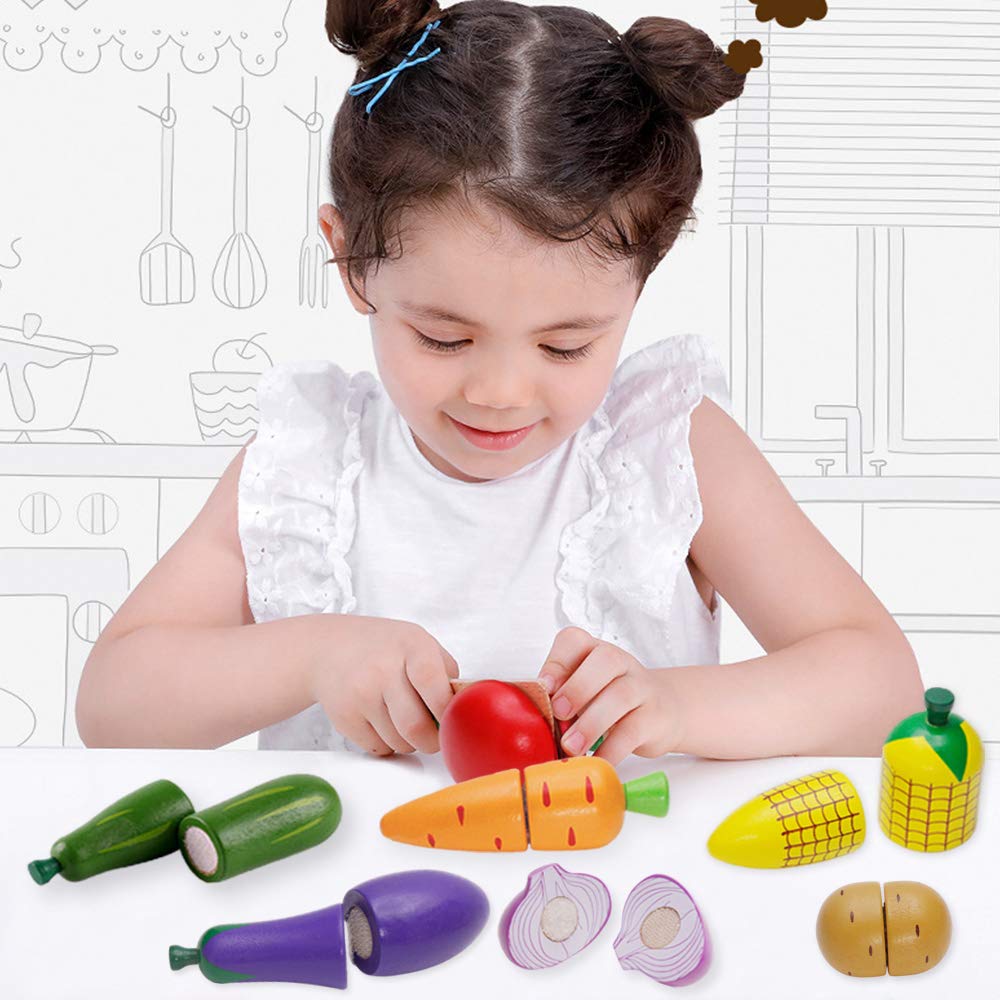 Wooden Cutting Play Food Set for Kids