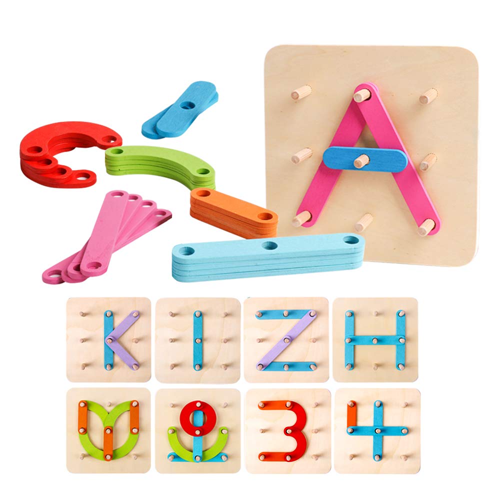 Wooden Letter & Number Pegboard Construction Set